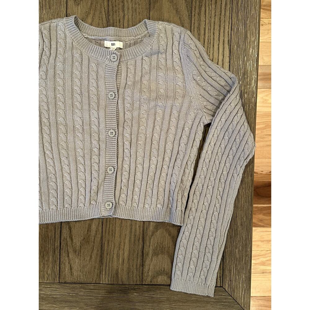 BP. Women's Gray Cable Knit Button Down Crop Cardigan Sweater Long Sleeve S NWT - Picture 3 of 9